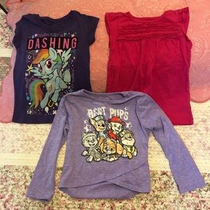 3 girls tops: paw patrol, my little pony, carters